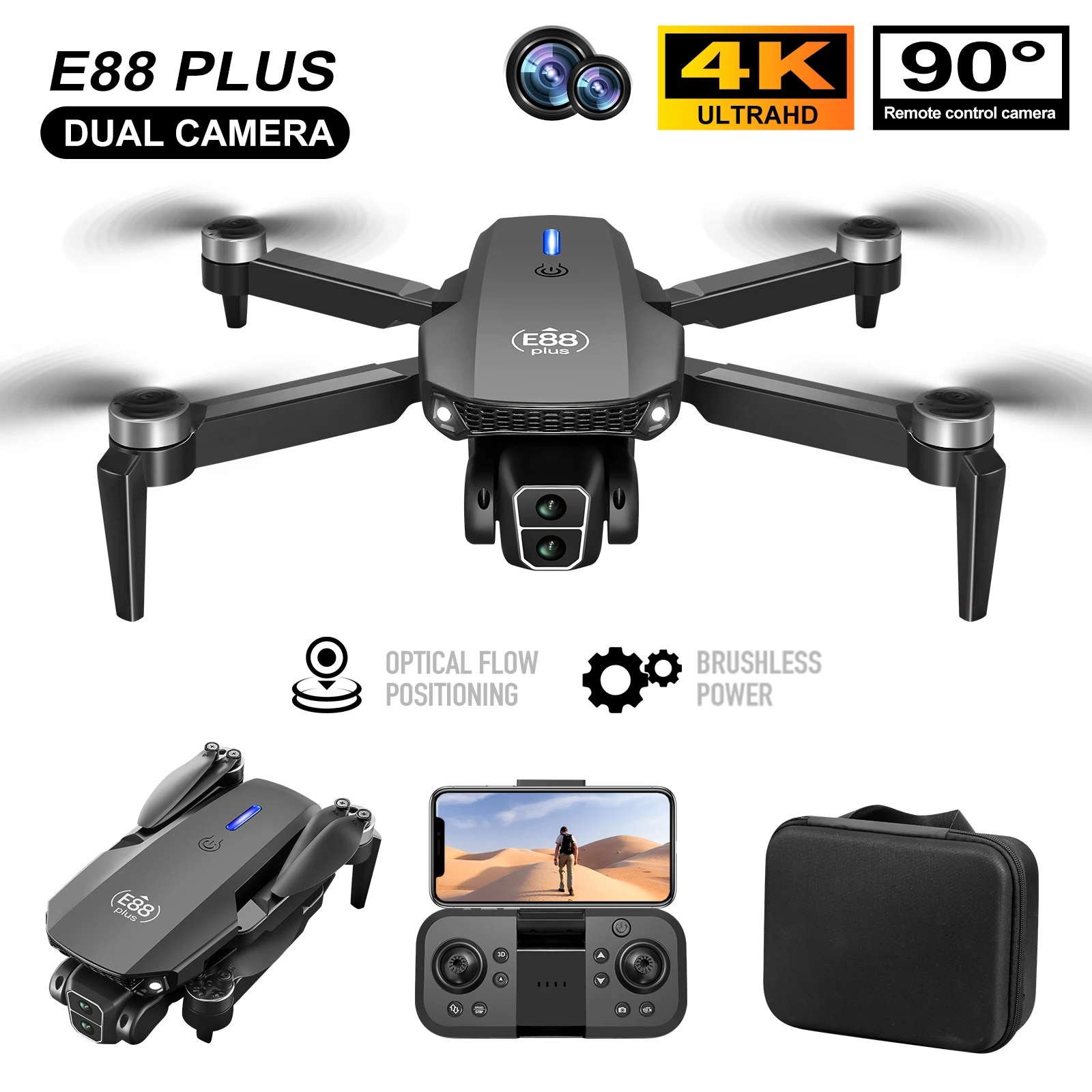 Rc Helicopter Electric - Nieuwe E88 Plus Quadcopter Drone: 90